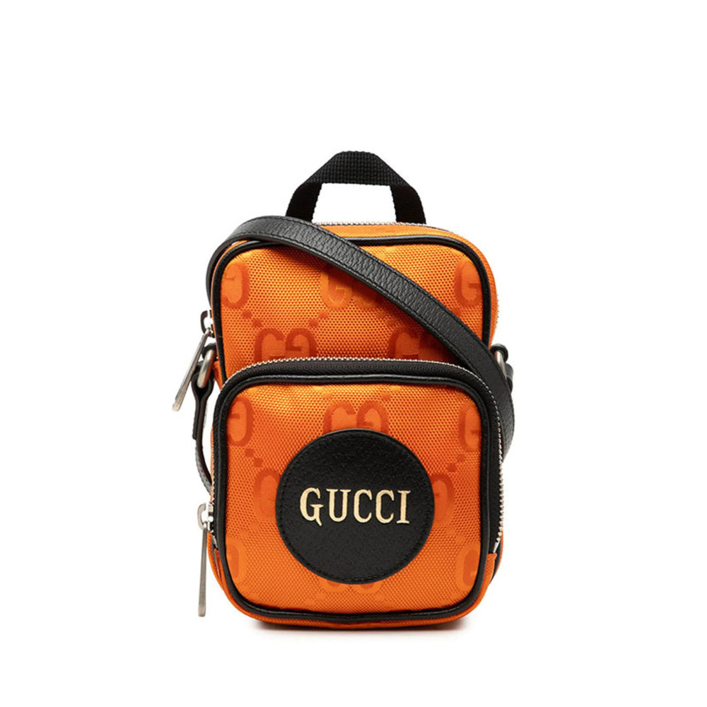 Gucci Off the Grid Crossbody Shoulder Bag 643882 Orange/Black Nylon Leather W...